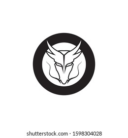 Head dragon flat color logo template vector illustration design