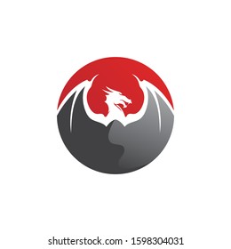 Head dragon flat color logo template vector illustration design