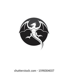 Head dragon flat color logo template vector illustration design