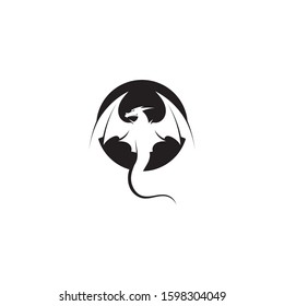 Head dragon flat color logo template vector illustration design
