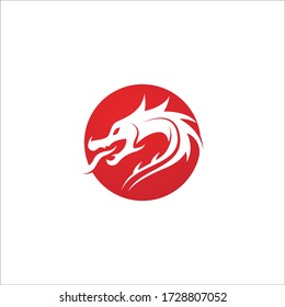 Plantilla del logotipo del dragón de cabeza de color plano. ilustración vectorial