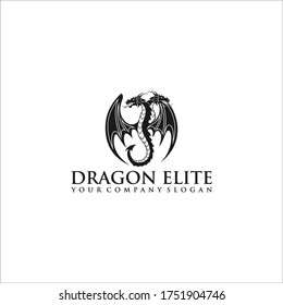 Head dragon flat color logo template vector illustration
