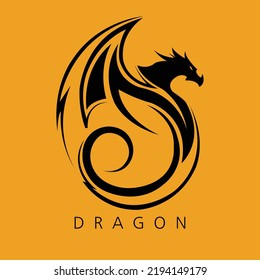 Head dragon flat color logo template vector illustration