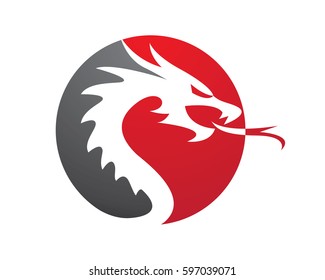Head Dragon Flat Color Logo Template Vector Illustration