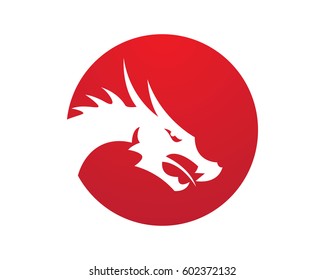 Head dragon flat color logo template vector illustration