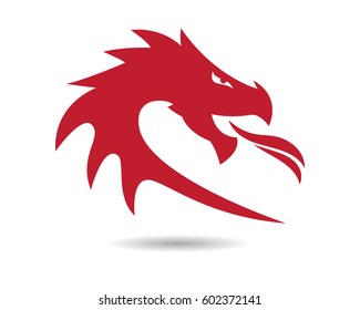 Head dragon flat color logo template vector illustration