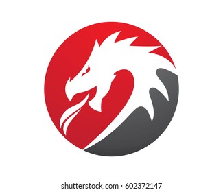 Head dragon flat color logo template vector illustration