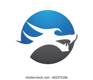 Head dragon flat color logo template vector illustration