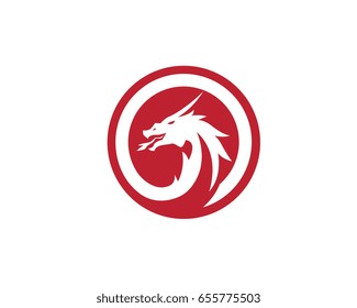 Head dragon flat color logo template vector illustration