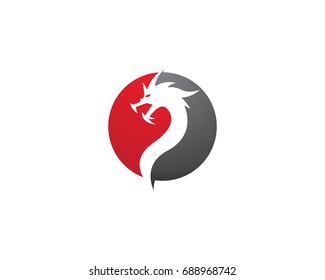 Head dragon flat color logo template vector illustration
