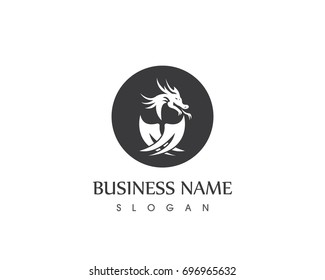 Head dragon flat color logo template vector illustration
