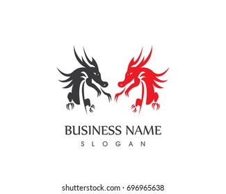 Head dragon flat color logo template vector illustration
