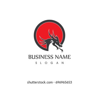 Head dragon flat color logo template vector illustration
