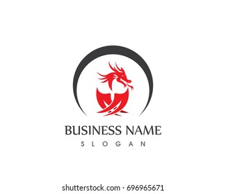 Head dragon flat color logo template vector illustration
