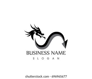 Head dragon flat color logo template vector illustration
