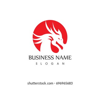 Head dragon flat color logo template vector illustration
