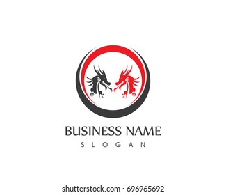 Head dragon flat color logo template vector illustration
