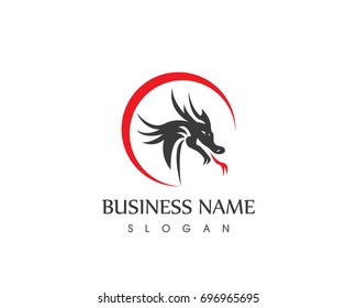 Head dragon flat color logo template vector illustration
