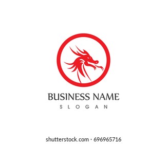 Head dragon flat color logo template vector illustration
