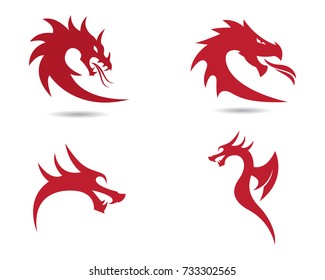 Head dragon flat color logo template vector illustration