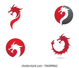 Head dragon flat color logo template vector illustration