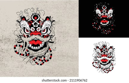 head dragon japan tattoo vector black and white