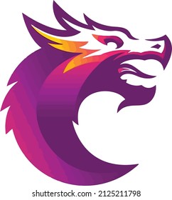 head of a dragon logo in multiple colous shades