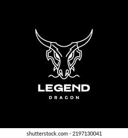 Head Dragon Long Horn Logo Design