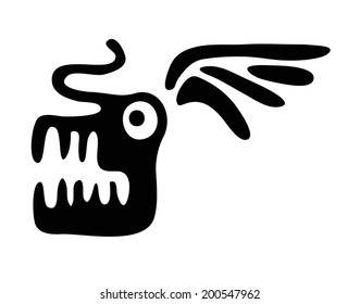 head of dragon in native style, vector illustration