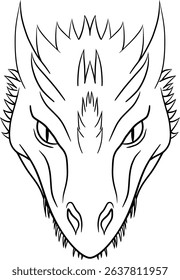 head of a dragon outline vector illustration