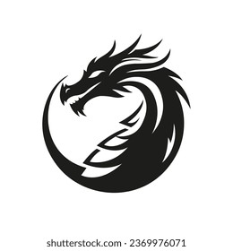 Head of dragon silhouette icon. Astrology chinese lunar calendar animal. Vector illustration