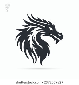 Head of dragon silhouette icon. Astrology chinese lunar calendar animal. Vector illustration