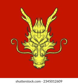 Arte de estilo de diseño simple del dragón de cabeza