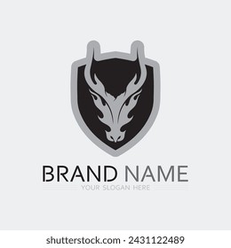 Head Dragon vector and fantasy animal  icon illustration design logo template