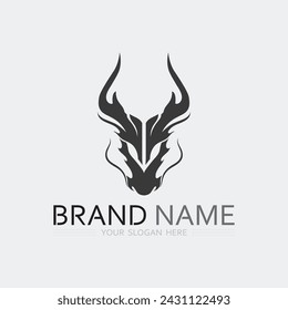 Head Dragon vector and fantasy animal  icon illustration design logo template