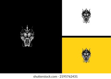 head dragon vector illustration black and white