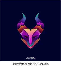 head dragon vector illustration gradient colorful