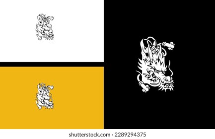 head dragon vector line art design