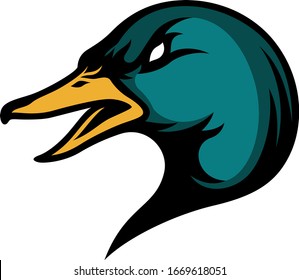 Head of Drake Mallard (Green Head Duck) Sport Style Logo Design