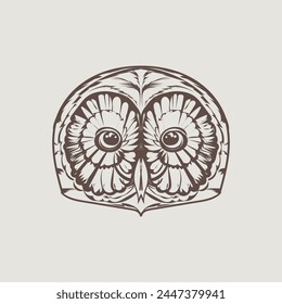 Diseño de Vector de contorno de búho dibujado con cabeza