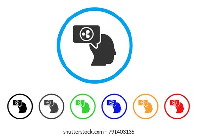 Head Dream Ripple rounded icon. Style is a flat gray symbol inside light blue circle with bonus colored versions. Head Dream Ripple vector designed for web and software interfaces.