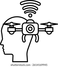 A head with a drone on top of it
