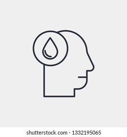Head with drop icon isolated on background. Human symbol modern, simple, vector, icon for website design, mobile app, ui. Vector Illustration