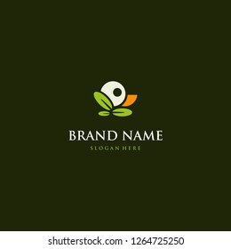 Head Duck Cartoon Cute Leaf Creative Abstract Illustration Vector Logo