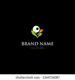 Head Duck Cartoon Cute Leaf Creative Abstract Illustration Vector Logo