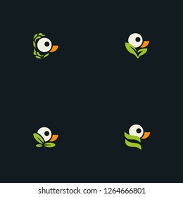 Head Duck Leaf Nature Set Idea Creative Abstract Illustration Vector Logo