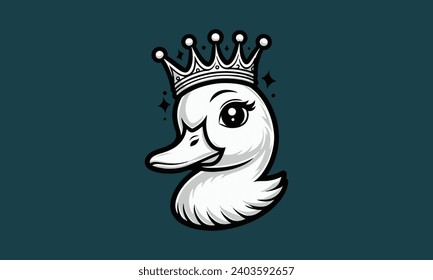 Kopfente mit kronenförmigen Vektorgrafik-Design