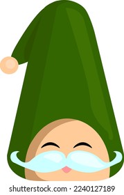 The head of a dwarf in a green hat for St. Patricks Day