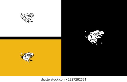 head eagle and flowers vector outline design