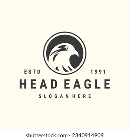 Head eagle logo vector icon illustration hipster vintage retro